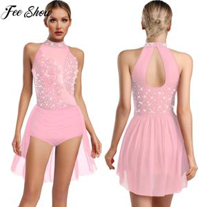여성 라틴 차차 댄스 공연 의상 라인 석 아플리케 민소매 레오타드 스케이트 발레 삼바 룸바 탱고 댄스웨어
