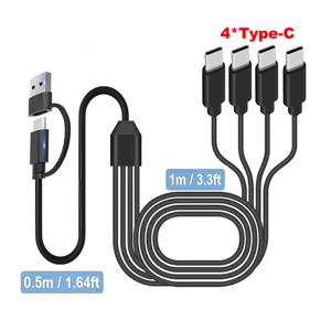 USB C 분배기 다중 충전 케이블, USB A/C - Type C 충전 코드, 휴대폰 태블릿용 Type-C 커넥터 4개 포함