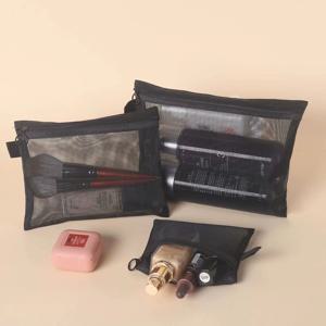 메쉬 화장품 가방 여행용 수납 메이크업 가방 정리함 여성용 메이크업 파우치 휴대용 소형 대형 세면도구 뷰티 케이스