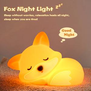 여우 야간등, 실리콘 램프, USB 충전, 예술적인 장식품, 친구를 위한 생일 선물, 여행, 비상등, 티미