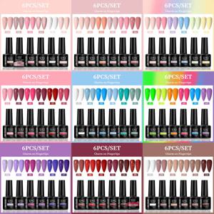 VOKY 네일 젤 6종 세트, 계절적인 패셔너블 네일 젤, 축제 기간에 여성에게 주기에 완벽한 선물