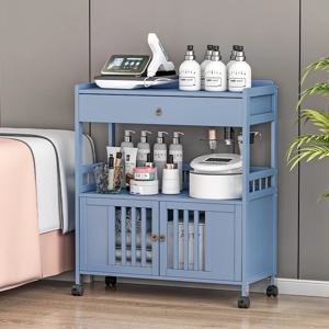 간단한 대나무 미용 캐비닛 대용량 살롱 트롤리 다층 화장품 악기 캐리어 미용 도구 보관 랙