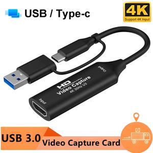 2 in 1 USB 3.0 2.0 비디오 캡처 카드 4K HDMI 호환 USB Type-C 게임 그래버 레코드 (스위치, Xbox, PS4/5 라이브 방송용)