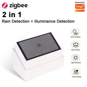 광 감지기가있는 Zigbee 비 감지 센서 Tuya 홈 어시스턴트 Z2MQTT 자동화 용 야외 방수 빗방울 센서