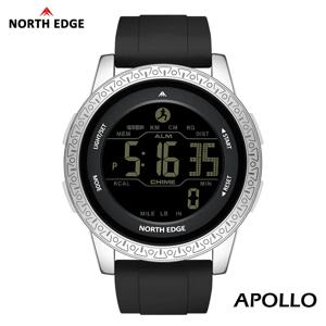 NORTH EDGE 명품 남녀 공용 디지털 손목시계 방수 50m 스포츠 듀얼 타임 알람 시계 커플 시계 APOLLO