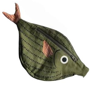 패션 사랑스러운 허리 가방 바다 물고기 녹색 동전 지갑 만화 방수 크로스 바디 백 소년 & 소녀