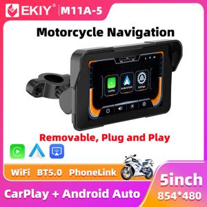 EKIY 5.0 인치 무선 CarPlay 모토 안드로이드 자동 휴대용 디지털 오토바이 대시 보드 GPS 오토바이 네비게이션 디스플레이 화면