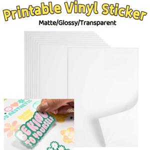 20PCS 8.5x11in 인쇄용 비닐 스티커 용지-잉크젯 프린터 용 방수 광택 흰색 시트-DIY 맞춤 데칼, 라벨 및 공예품