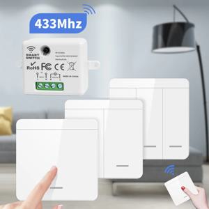 433MHz 1/2/3갱 무선 스마트 스위치 라이트 86 벽면 패널 스위치 리모컨 포함 10A 110V 220V LED 램프용