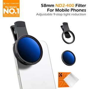 K&F CONCEPT 52mm 스냅온 ND2-400 스마트폰 필터 키트 1-9스톱 조절 가능 iPhone 17 16 15 Pro Max Samsung Xiaomi 호환 범용