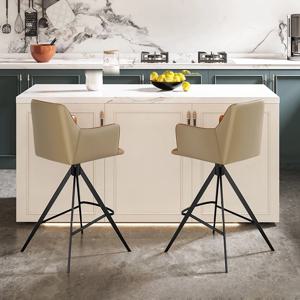 모던 미니멀리스트 바 의자 가정용 디자이너 주방 높은 식탁 의자 등받이 회전형 높은 스툴 팔걸이