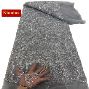 2026럭셔리한 부드러운 오스트리아 비즈 레이스 원단과 스톤 우아한 고품질 튜브 레이스 웨딩&이브닝 드레스용 NN8296_R