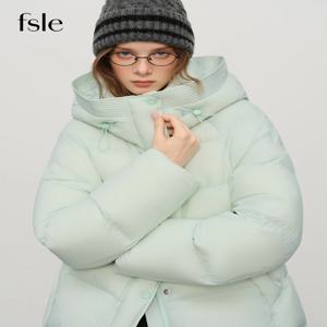 FSLE 2025 겨울 여성용 숏 패딩 재킷 후드 퀼팅 두꺼운 다운코트 오버사이즈 버블 스타일 보온 외투 추운 날씨용