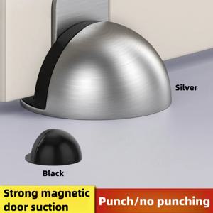 스테인리스 스틸 고무 자석 도어 스토퍼 펀치프리 스티커 숨김형 도어 홀더 바닥 장착 못 없이 설치 도어스톱