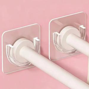 2/6/8개 무타공 가정용 텔레스코픽 폴 지지대 스티커 못 없이 조절 가능한 막대 홀더 크로스바 벽걸이 고정 브래킷