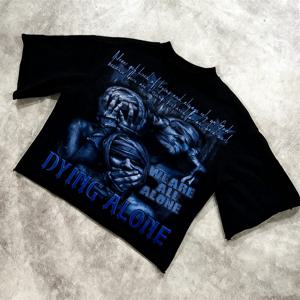 빈티지 그래픽 하라주쿠 티셔츠 캐주얼 여름 반팔 남성 여성 Y2K 힙합 티셔츠 오버사이즈 코튼 티셔츠 스트리트웨어