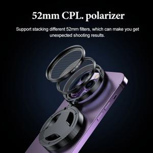 52mm 가변 ND CPL 아이폰 15 프로 필터 ND 필터 가변 스마트폰 셀룰러 편광 필터 폰 카메라 삼성용