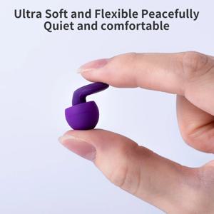 재사용 가능한 실리콘 귀마개 - 수면, 수영, 여행 및 콘서트를 위한 소음 차단, 고충실도 청력 보호