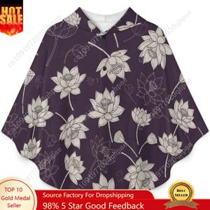 아늑한 플란넬 담요 스웨터, 생생한 꽃무늬 오버사이즈 후드티, 포켓이 있는 어린이 및 청소년용