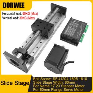 더블 리니어 레일 XYZ 축 리니어 가이드 레일 슬라이드 스테이지 볼스크류 SFU1605 1610 네마 23 스테퍼 모터용 60mm 서보 하중 60KG