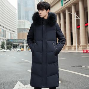 남성용 패션 겨울 재킷 다운 코트 파카 남성용 겨울 패딩 재킷 퍼 칼라 후드 따뜻한 롱 패딩 HXY291
