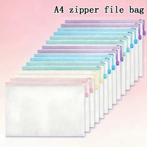 마카롱 색상 방수 A4 그리드 파일 가방 대용량 문서 보관 학생 사무실 가정 여행 과목 정리용