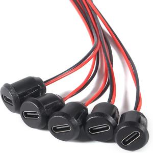 15개 타입-C 수컷 섀시 2P 직접 크림프 데이터 커넥터 잭 방수 고전류 USB-C 충전 플러그
