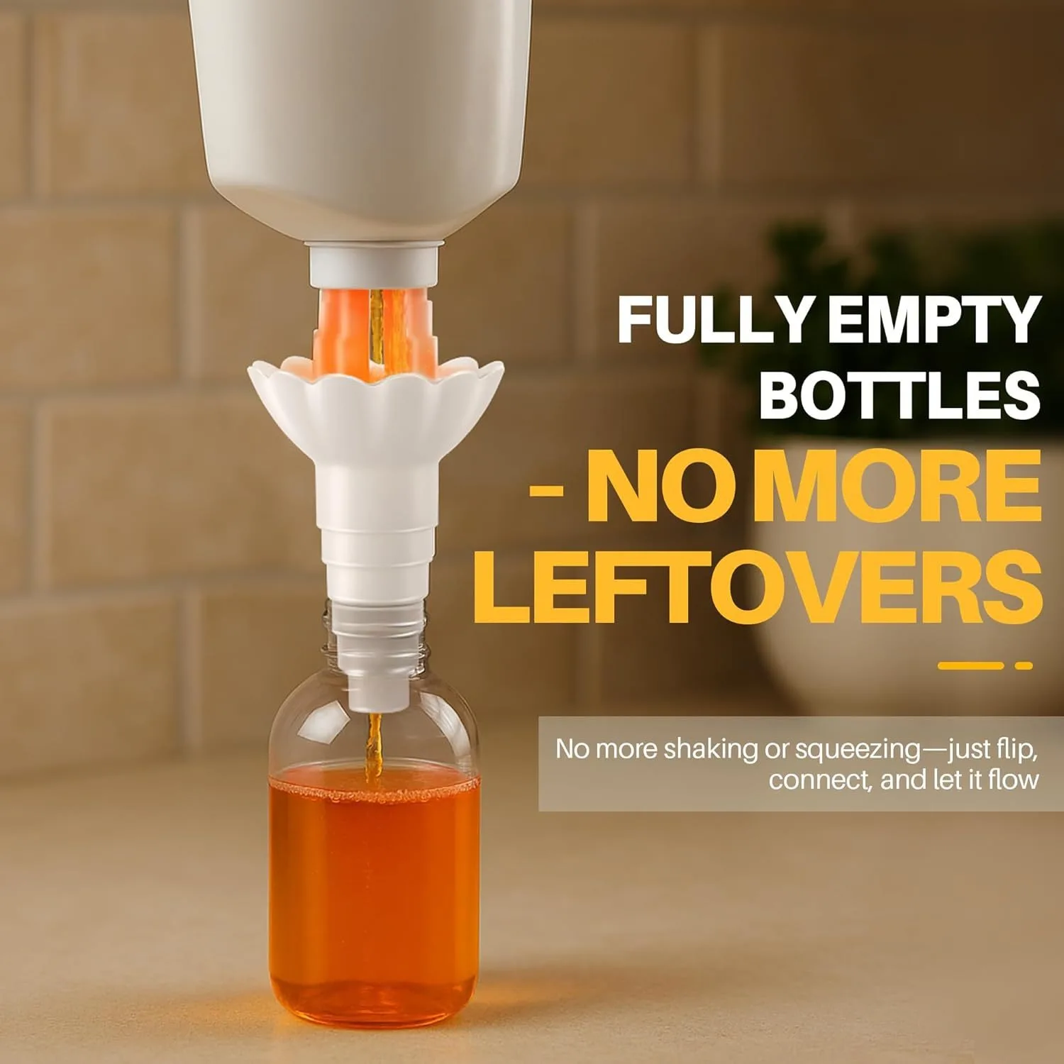 유니버설 병 비우기 키트 - 폐기물 없는 재사용 가능한 액체 이송 커넥터, 비누, 샴푸와 호환 가능