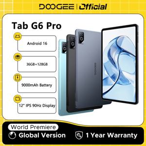 DOOGEE Tab G6 Pro 2 IN 1 태블릿 안드로이드 16 듀얼 스피커 12인치 90Hz 디스플레이 36GB RAM 128GB 9000mAh 배터리 헬리오 G100 옥타 코어