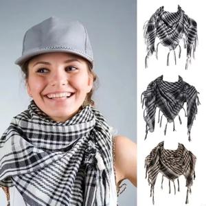 1/2/4개 하운드투스 스카프 남녀 공용 숄 사막 전술 스카프 봄 가을 격자무늬 목도리 방풍 헤드스카프 폴리에스터