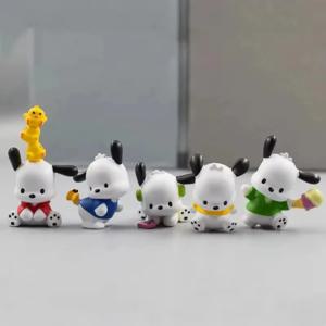 핫 5개 세트 산리오 애니메이션 피규어 3-4cm 귀여운 포차코 멜로디 모델 액세서리 어린이 장난감 선물 액션 피규어 PVC 선물 인형
