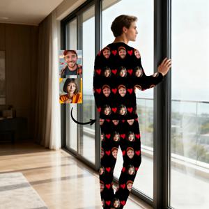 맞춤형 크리스마스 가족 잠옷 세트 개인화된 사진 홈웨어 세트