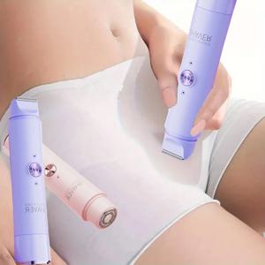 2-in-1 무선 충전식 전기 면도기, 여성용 - 듀얼 헤드 비키니 트리머, 건식 및 습식 사용 모두 가능