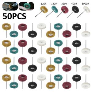50pcs 미니 드릴 비트 나일론 연마 브러시 와이어 버핑 연마 휠 Dremel 로타리 핸드 툴 액세서리 세트 녹 제거제