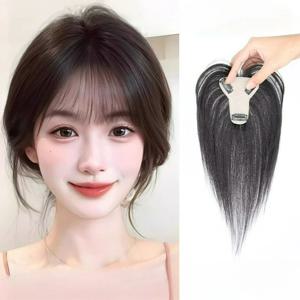 7x8cm 소형 T 디자인 레미 인모 헤어피스 가볍고 통기성 좋은 여성용 탑 헤어 리페어 토퍼 헤어 볼륨 증가용