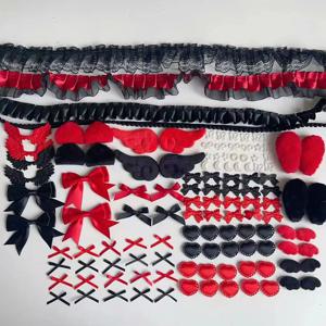 블랙 레드 레이스 DIY 공예 재료 키트 가방 배지 카드 홀더 장식 이타백 타니미 액세서리 수제 용품