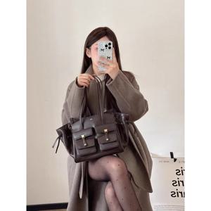 JW PEI 포켓 핸드백, 오토바이 토트백, 여성용, 대용량, 통근용, 숄더백, 크로스바디백, 오일 왁스