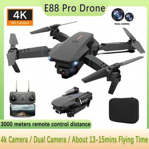 E88Pro 4K 드론, 1080P 듀얼 HD 카메라 탑재, 접이식 WiFi FPV RC 헬리콥터, 항공 촬영 및 선물용