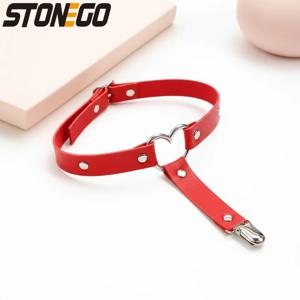 PU 가죽 가터 벨트 여성용 탄성 하트 레그 가터 스트랩 허벅지 하네스 펑크 고딕 액세서리