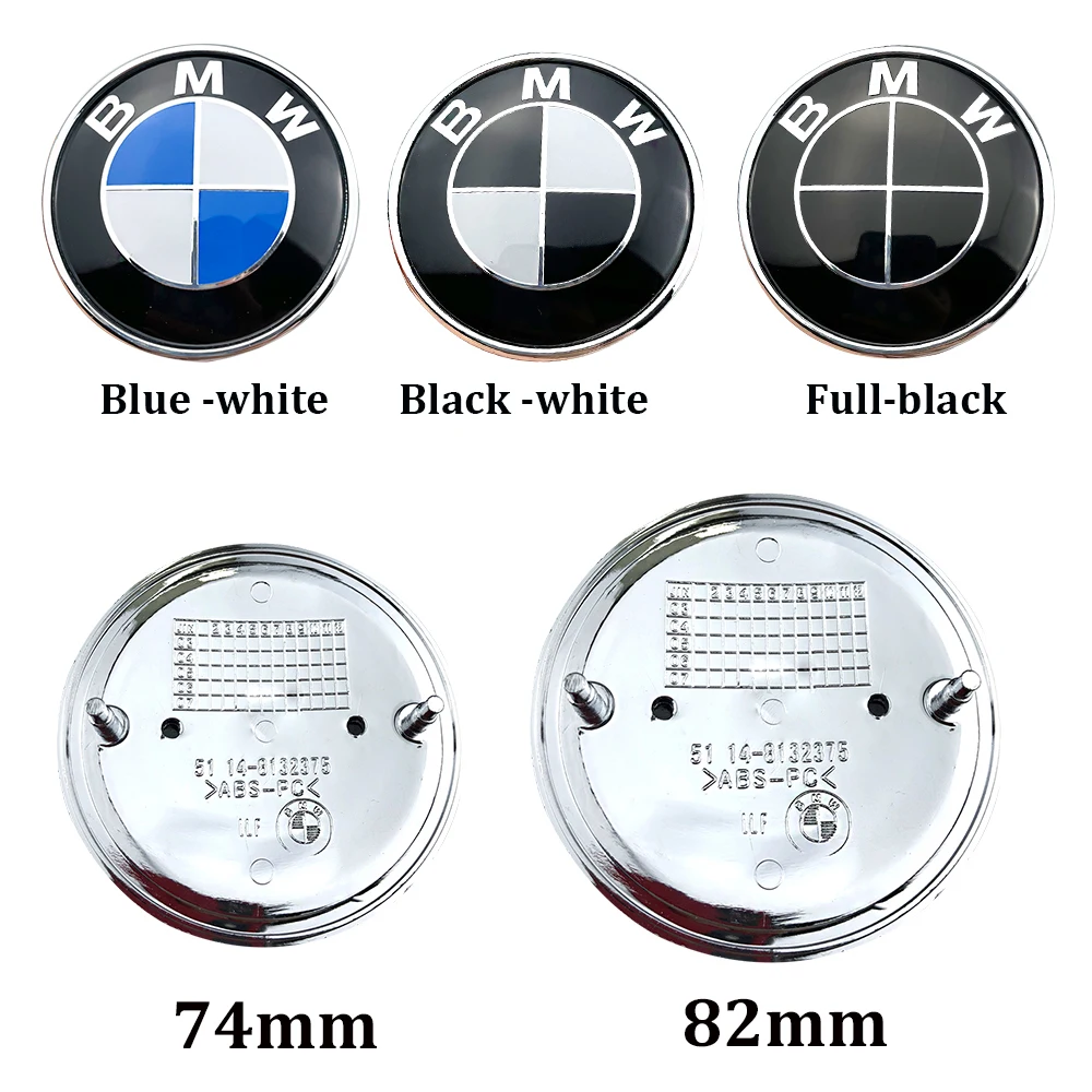 2개 74mm 82mm 자동차 앞 보닛 후면 트렁크 배지 엠블럼 BMW 미니 E46 E90 E39 E60 E36 E30 E61 E91 E92 E87 F10 F20 F30 X3 X5용