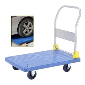 무소음 접이식 수동 플랫베드 트럭 휴대용 경량 적재 하차용 4륜 트레일러 트롤리(가정용), 트롤리 카트