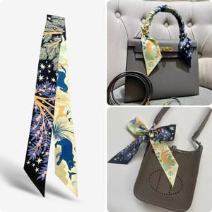 2025 신상 작은 실크 스카프 핸들 가방 장식용 리본 넥타이 동대문 스카프 여성 헤어밴드 한국 스타일 양면 폴리에스터 섬유