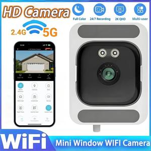 창문 카메라는 실외 카메라를 대체합니다. 2.4/5GHz WiFi 카메라 3MP 해상도 창을 통한 풀 컬러 야간 투시경 미니 카메라