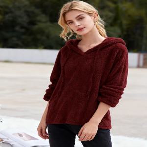 클리어런스 세일 중, 솔리드 후드 플리스 긴팔 상의, 가을 겨울 따뜻한 회색 여성 스웨터, 모든 스타일에 어울리는 우아하고 중립적인 풀오버