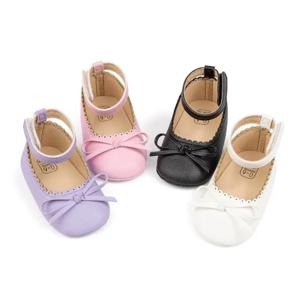 새 아기 신발 소녀의 부드러운 밑창 가죽 Bowknot 파티 공주 신발 라이트 플랫 첫 워커 통기성 및 미끄럼 방지