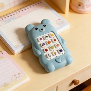 귀여운 곰돌이 아기 전화 장난감 음악 소리 전화기 수면 장난감 시뮬레이션 전화기 조명 포함 어린이 조기 교육용 장난감 어린이 선물
