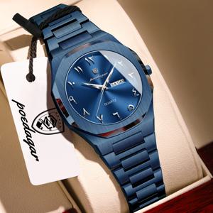 포에다가르 우아한 여성 시계 날짜 요일 방수 캐주얼 여성 손목시계 쿼츠 스테인리스 스틸 패션 여성 시계 레로즈