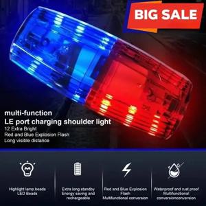 경찰 어깨 클립 라이트 적색 청색 LED 어깨 경고등 위생 작업자 안전 순찰 알람 플래시 신호 스트로브 램프