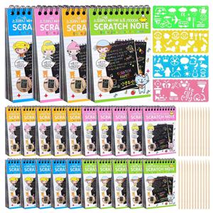 1~8팩 레인보우 스크래치 아트 노트북 매직 스크래치 아트 종이 공예 세트 선물 가방 필수품 생일 파티 선물 상품