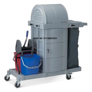 업그레이드된 다기능 레스토랑 호텔 청소 트롤리 카트, 청소부 카트, 서비스 카트 (걸레 물짜개 포함)
